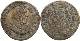 Germany
Germany, Prussia. Szostak (6 groszy) 1686 BA, Konigsberg 
Kolorowa patyna.
Waga/Weight: 3,17 g Ag Metal: Średnica/diameter: 
Stan zachowan...