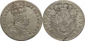 Germany
Germany. Prussia. Szostak (6 groszy) 1756 B, Wrocław 
Bardzo ładnie zachowany moneta. Połysk.
Waga/Weight: 3,17 g Ag Metal: Średnica/diamet...