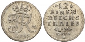 Germany
Germany, Prussia. Fryderyk II (1740-1786), 1/12 Taler (thaler), 1742 EGN 
Pięknie zachowana moneta, połysk. Rzadsza moneta.Olding 5
Waga/We...