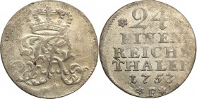 Germany
Germany, Prussia. Fryderyk II (1740-1786). 1/24 Taler (thaler) 1753 F 
Delikatna patyna wytarte najwyższe elementy monety. Rzadszy rocznik.O...