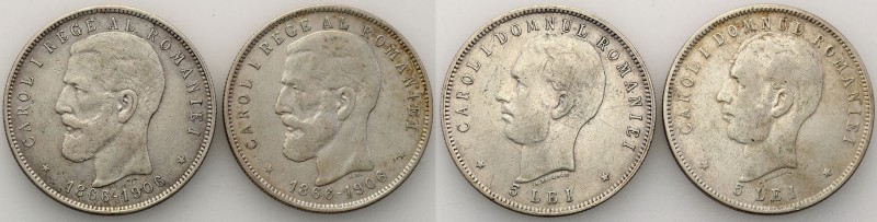Romania
Romania. 5 Lei 1906 + 1906 – set of 2 pieces 
Delikatna patyna.Srebro...