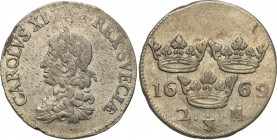 Sweden
Sweden. Karol XI. 2 mark 1669, Sztokholm 
Bardzo ładny egzemplarz, połysk. Rzadsza moneta.
Waga/Weight: 9,71 g Ag Metal: Średnica/diameter: ...