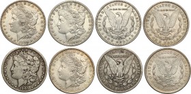 USA
USA. $ dollar Morgan, Philadelphia/New Orleans - set of 4 coins 
Różne stany zachowania, różne mennicze i dety
Waga/Weight: 4 x 27,70 g Ag Meta...