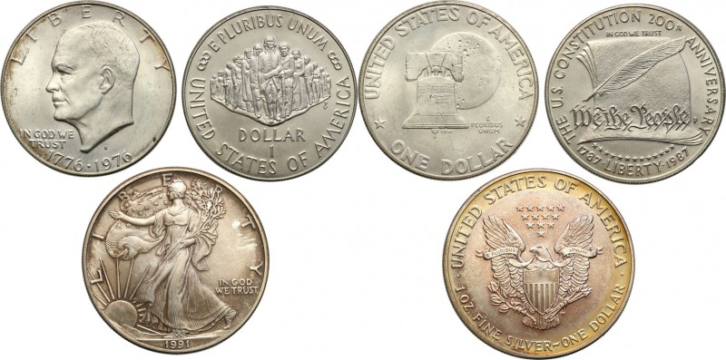 USA
USA. $ dollar 1976/87/91 - A set of 3 coins 
Piękne egzemplarze.
Waga/Wei...