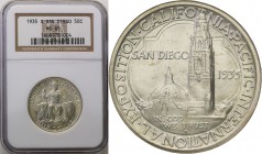USA
USA. 50 cents 1935 San Diego NGC MS65 
Idealnie zachowana moneta z połyskiem. Rzadka w tak pięknym stanie zachowania.
Waga/Weight: Metal: Średn...