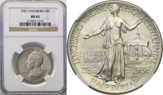 USA
USA. 50 cents 1936 Lynchburg NGC MS65 
Idealnie zachowana egzemplarz z połyskiem. Rzadszy typ monety szczególnie w takim stanie zachowania.
Wag...