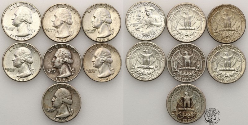 USA
USA. 1/4 $ dollara 1939-1976 - set of 7 coins 
Różne stany zachowania i da...