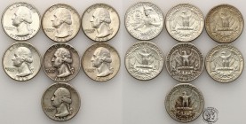 USA
USA. 1/4 $ dollara 1939-1976 - set of 7 coins 
Różne stany zachowania i daty.&nbsp;
Waga/Weight: 43,14 g Ag Metal: Średnica/diameter: 
Stan za...