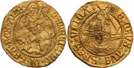 United Kingdom
Great Britain. Henryk VIII (1509-1547). 1/2 angel b.d. Tower (Londyn) (1505-1526) 
Pięknie zachowana moneta. Wyraźne detale, połysk.F...