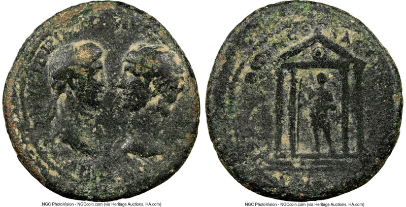 MYSIA. Pergamum. Nero (AD 54-68), with Agrippina Junior. AE (20mm, 1h). NGC Fine...