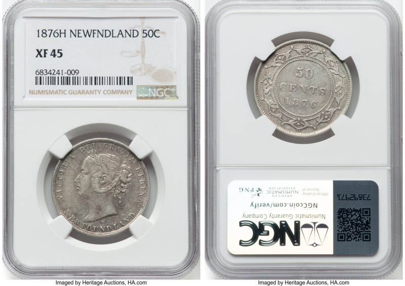 Newfoundland. Victoria 50 Cents 1876-H XF45 NGC, Heaton mint, KM6. HID0980124201...