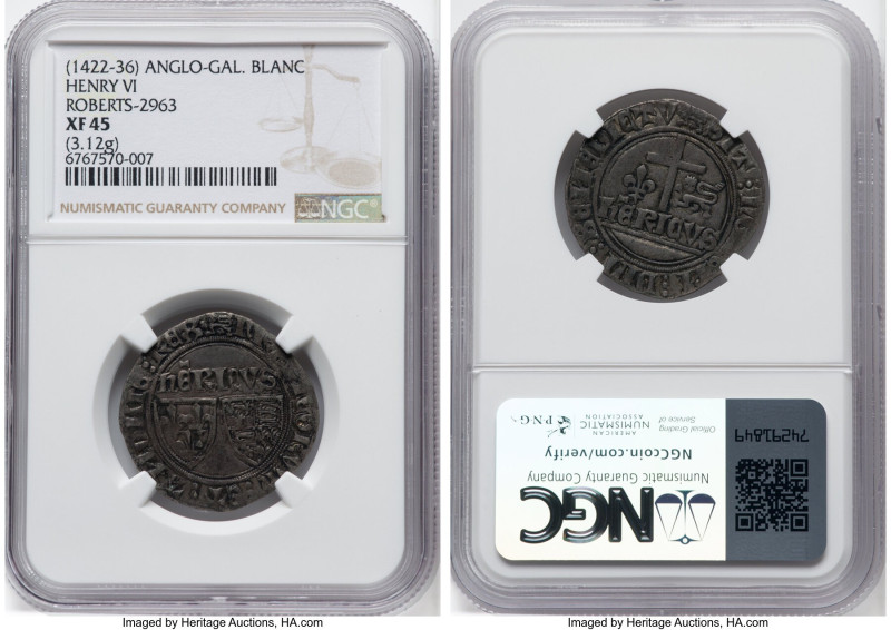 Anglo-Gallic. Henry VI Blanc ND (1422-1436) XF45 NGC, Rouen mint, Rob-2963. 3.12...