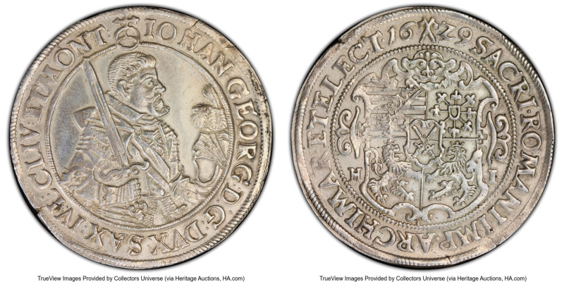 Saxony. Johann Georg I 1/2 Taler 1629-HI AU Details (Cleaned) PCGS, Dresden mint...