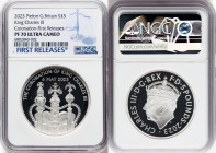 Charles III silver Proof Piefort "Coronation Regalia - King Charles III Coronation" 5 Pounds 2023 PR70 Ultra Cameo NGC, Mintage: 3,260. Edge Inscripti...