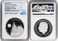 Charles III silver Proof "Hogwarts" 5 Pounds (2 oz) 2023 PR70 Ultra Cameo NGC, Mintage: 510. Harry Potter and the Philosopher's Stone series. First Re...