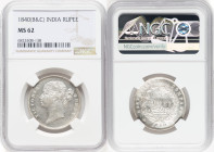 British India. Victoria Rupee 1840-(b & c) MS62 NGC, Bombay & Calcutta mint, KM458.2. 28 berries, W.W. raised. HID09801242017 © 2023 Heritage Auctions...