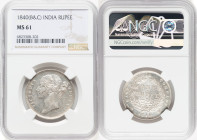 British India. Victoria Rupee 1840-(b & c) MS61 NGC, Bombay & Calcutta mint, KM458.2. 28 berries W.W. raised. HID09801242017 © 2023 Heritage Auctions ...