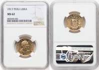 Republic gold Libra 1917 MS62 NGC, Lima mint, KM207, Fr-73. HID09801242017 © 2023 Heritage Auctions | All Rights Reserved