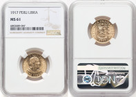 Republic gold Libra 1917 MS61 NGC, Lima mint, KM207, Fr-73. HID09801242017 © 2023 Heritage Auctions | All Rights Reserved