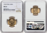 Republic gold Libra 1918 MS61 NGC, Lima mint, KM207, Fr-73. HID09801242017 © 2023 Heritage Auctions | All Rights Reserved