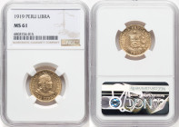 Republic gold Libra 1919 MS61 NGC, Lima mint, KM207, Fr-73. HID09801242017 © 2023 Heritage Auctions | All Rights Reserved