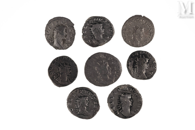 Rome - Gallien (253-268)

Lot de huit Antoniniens 
A : Tête couronnée de Gall...