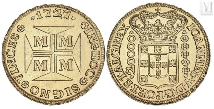 Brésil - Joao V (1724-1727)

20 000 Reis 1725
A : Croix
R : Armoiries du Por...