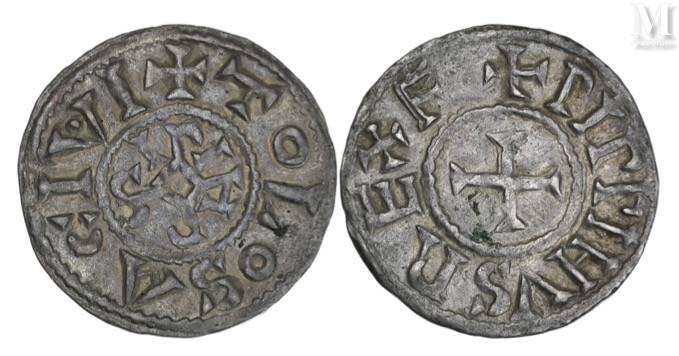 France - Pépin II (838-852)

Denier Aquitaine
A : Croix 
R : Monogramme
Eta...