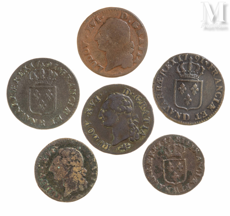 France- Louis XVI (1774-1792)

Lot de six sols et demi sols comprenant :
-1/2...