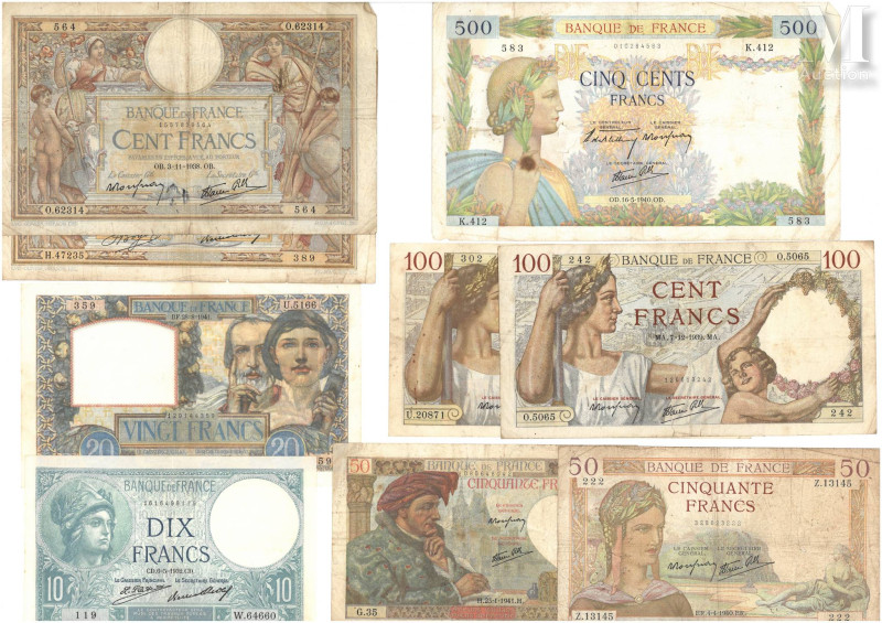 France - Billets

Lot de neuf billets comprenant :
-Un Billet de 100 Francs L...