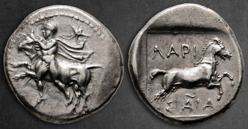 Thessaly. Larissa circa 400-380 BC.
Drachm AR

19 mm, 6,05 g

Thessalos, wi...