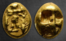 Mysia. Kyzikos circa 600-550 BC. Hemihekte or 1/12 Stater EL