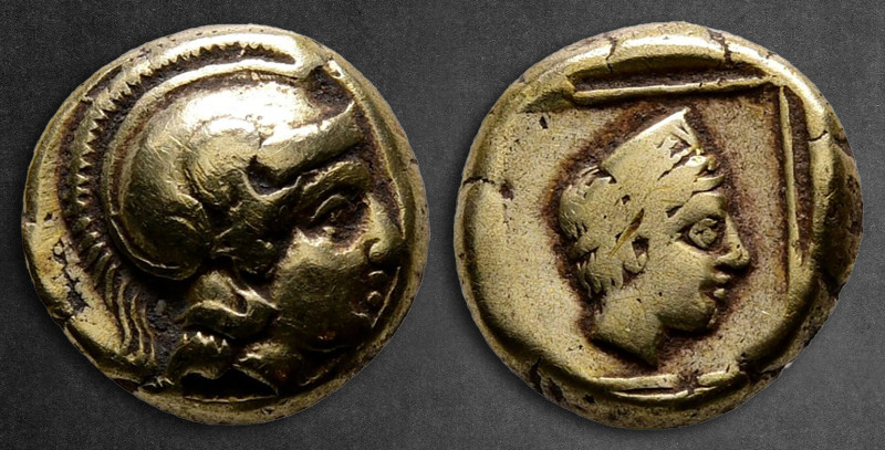 Lesbos. Mytilene circa 412-378 BC. 
Sixth Stater or Hekte EL

11 mm, 2,51 g
...