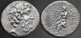 Seleukid Kingdom. Damascus. Demetrios II Nikator, 2nd reign 129-125 BC. Dated SE 184 =129/8 BC. Tetradrachm Æ
