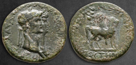 Lydia. Mostene. Claudius with Agrippina Minor AD 41-54. Pedanius, magistrate. Bronze Æ