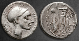 Cn. Blasio Cn. f 112-111 BC. Rome. Denarius AR