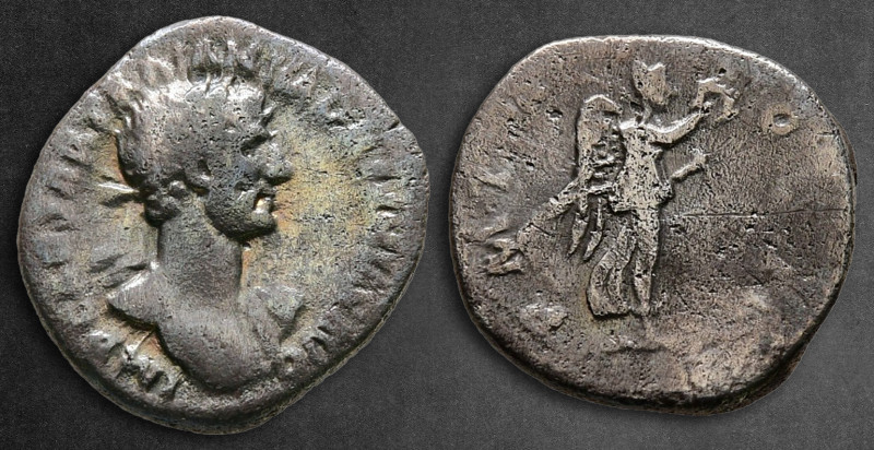 Hadrian AD 117-138. Rome
Quinarius AR

14 mm, 1,56 g

IMP CAESAR TRAIAN HAD...