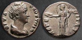 Diva Faustina I AD 140-141. Rome. Denarius AR