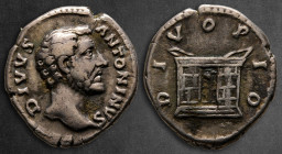 Divus Antoninus Pius AD 161. Struck under Marcus Aurelius. Rome. Denarius AR