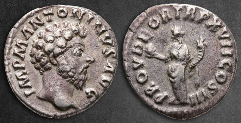 Marcus Aurelius AD 161-180. Rome
Denarius AR

18 mm, 2,72 g

IMP M ANTONINV...