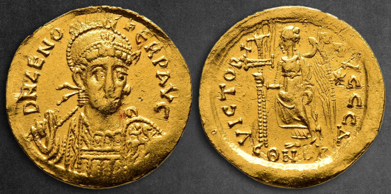 Zeno AD 474-491. Pseudo-Imperial issue. Uncertain mint
Solidus AV

19 mm, 4,4...