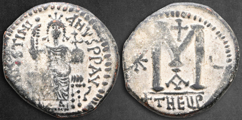 Justinian I AD 527-565. Theoupolis (Antioch)
Follis or 40 Nummi Æ

33 mm, 17,...