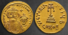 Constans II, with Constantine IV AD 641-668. Constantinople. 2nd officina. Solidus AV