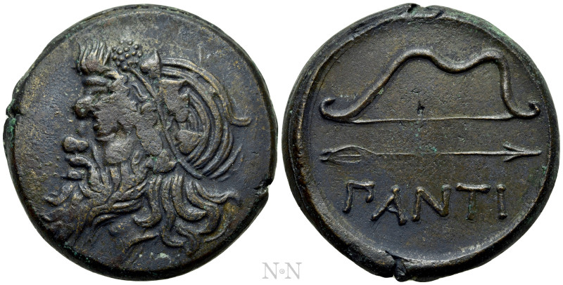 CIMMERIAN BOSPOROS. Pantikapaion. Ae (Circa 340-325 BC). 

Obv: Wreathed head ...