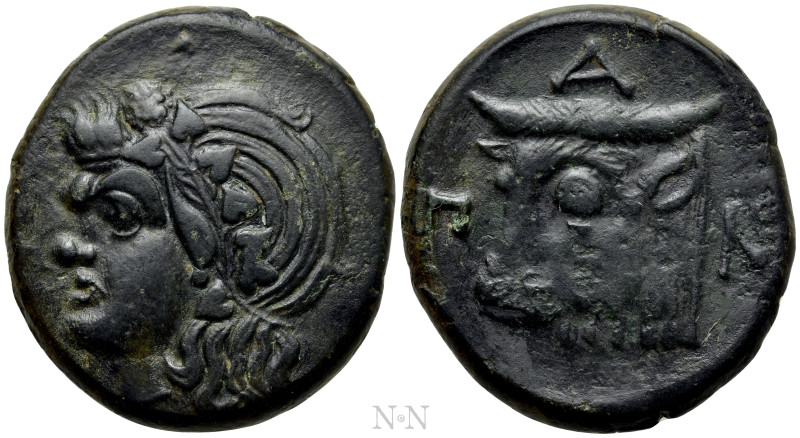 CIMMERIAN BOSPOROS. Pantikapaion. Ae (Circa 325-310 BC). 

Obv: Head of satyr ...