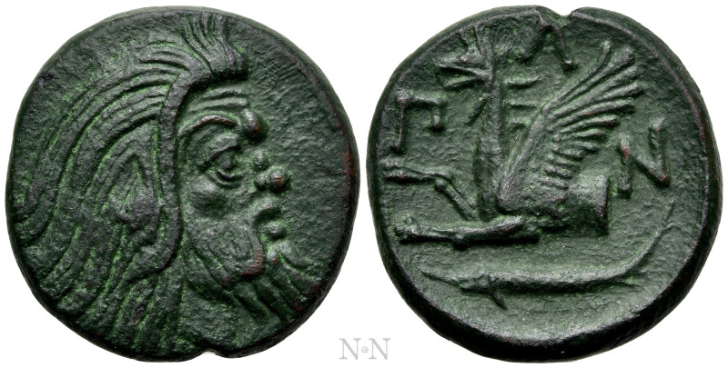 CIMMERIAN BOSPOROS. Pantikapaion. Ae (Circa 310-304/3 BC). 

Obv: Bearded head...