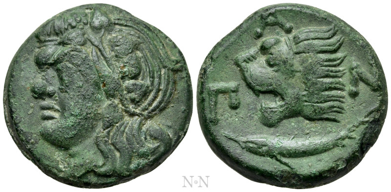 CIMMERIAN BOSPOROS. Pantikapaion. Ae (Circa 310-304/3 BC). 

Obv: Head of saty...