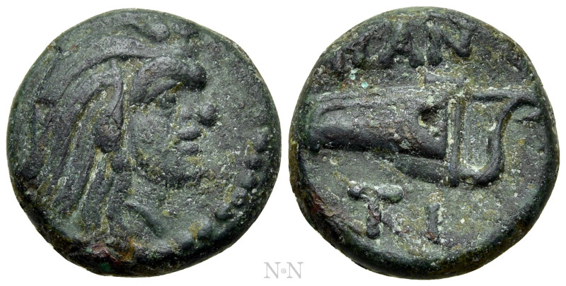 CIMMERIAN BOSPOROS. Pantikapaion. Ae (Circa 310-304/3 BC). 

Obv: Head of Pan ...