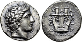 MACEDON. Chalkidian League. Tetradrachm (Circa 349 BC). Olynthos. Eudoridas, magistrate