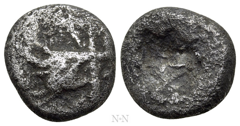 MYSIA. Kyzikos. Obol (Circa 550-500 BC). 

Obv: Head of boar right, holding tu...